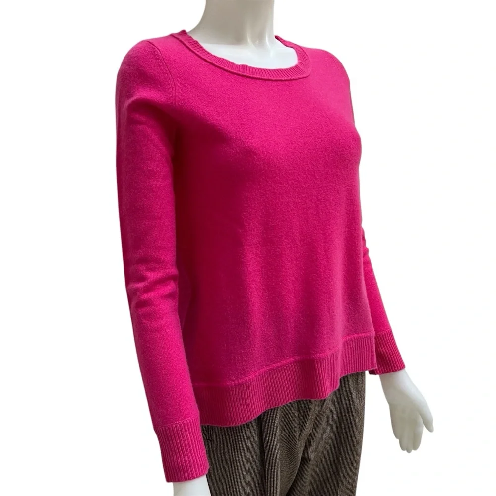 DVF 100% Cashmere Hot Flamingo Pink Sweather Sz Petite Hi-Low Barbie Doll‎